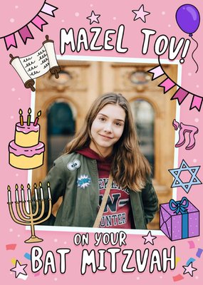 Bat Mitzvah Photo Upload Good Luck Card