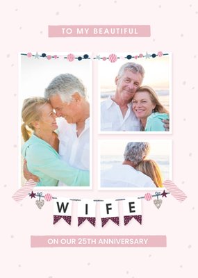 To My Beautiful Wife Modern Photo Upload Anniversary Card