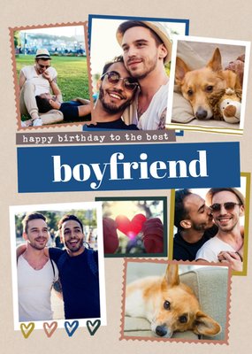 Modern Photo Upload Collage Happy Birthday To The Best Boyfriend Card